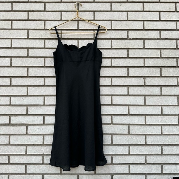 Agnona for Bergdorf Goodman Black Linen Slip Dress Sequin Neckline Made in Italy - Picture 6 of 11
